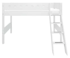 FLEXA White Mittelhohes Bett mit Schrägleiter weiß