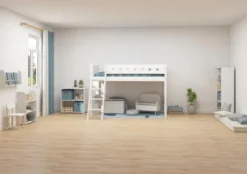 FLEXA White Mittelhohes Bett mit Schrägleiter weiß