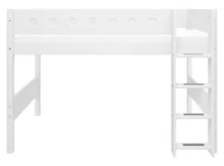 FLEXA White Mittelhohes Bett mit senkrechter Leiter weiß