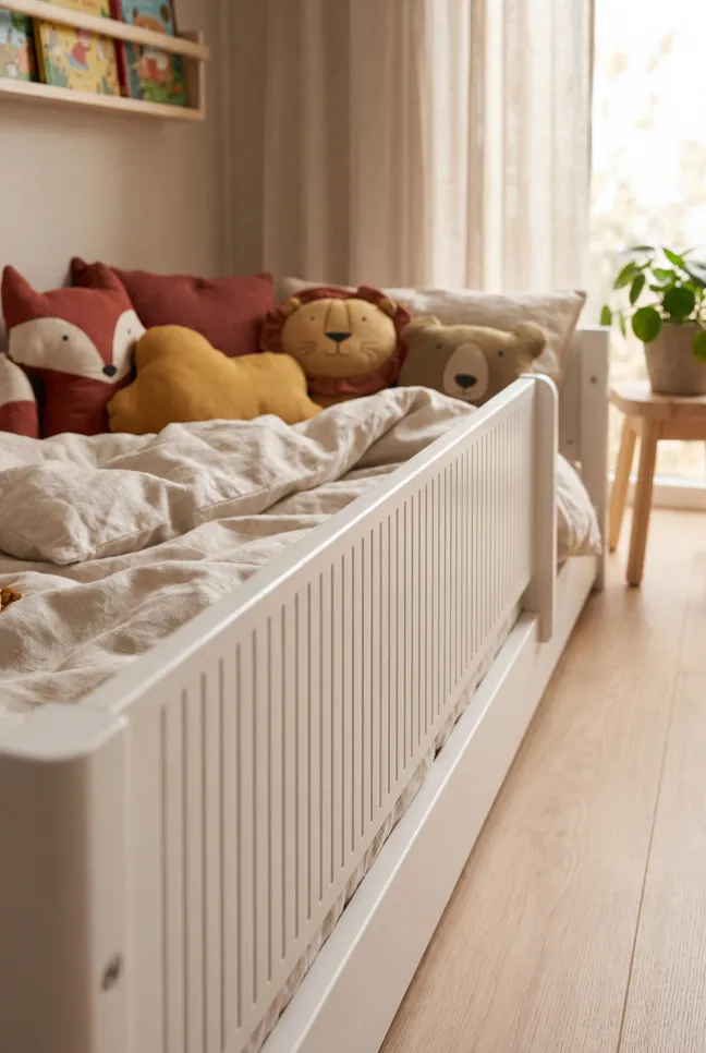 FLEXA White Montessori Bett 90x200cm mit 3/4 Rillen Abturzsicherung weiß