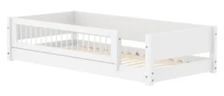 FLEXA White Montessori Bett 90x200cm mit 3/4 Streben Absturzsicherung weiß