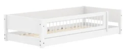 FLEXA White Montessori Bett 90x200cm mit 3/4 Streben Absturzsicherung weiß