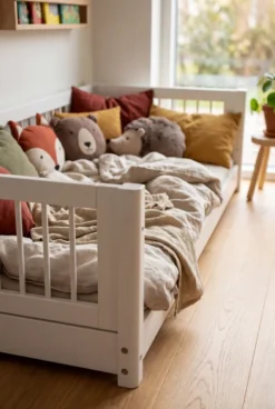 FLEXA White Montessori Bett 90x200cm mit Streben weiß