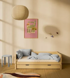 FLEXA White Sand Einzelbett 90x200cm mit Gästebett hochklappbar sand