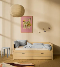FLEXA White Sand Einzelbett 90x200cm mit Gästebett u. zwei Schubladen sand