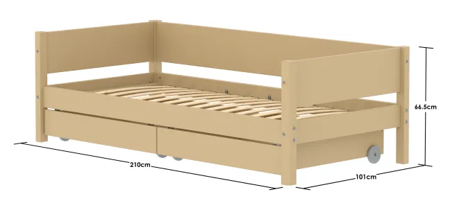FLEXA White Sand Einzelbett 90x200cm mit zwei Schubladen sand