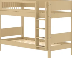 FLEXA White Sand Etagenbett mit senkrechter Leiter und Streben Absturzsicherung sand
