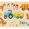 Goki Steckpuzzle Traktor mit Anhängern