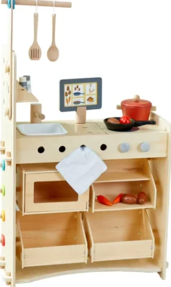 Haba Creative Play 3 in 1 Spielküche, Kaufladen & Werkstatt