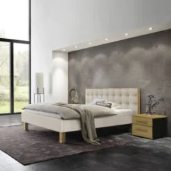 Hasena Noah Polsterbett 180x200cm Fußhöhe: 20cm Eiche hell geölt/Pepe beige