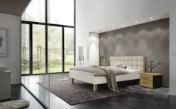 Hasena Noah Polsterbett 180x200cm Fußhöhe: 25cm Eiche hell geölt/Pepe beige