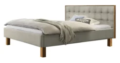 Hasena Noah Polsterbett 180x200cm Fußhöhe: 20cm Wildbuche natur geölt/Pepe beige