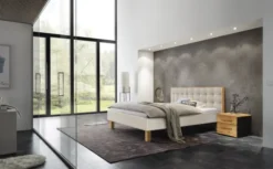 Hasena Noah Polsterbett 180x200cm Fußhöhe: 25cm Wildbuche natur geölt/Pepe beige
