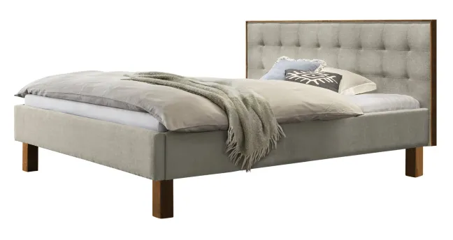 Hasena Noah Polsterbett 180x200cm Fußhöhe: 25cm Wildeiche natur geölt/Pepe beige