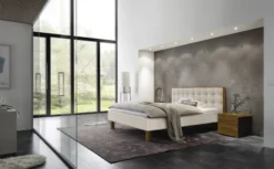 Hasena Noah Polsterbett 180x200cm Fußhöhe: 25cm Wildeiche natur geölt/Pepe beige