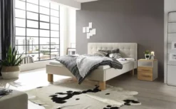 Hasena Noemi Polsterbett 180x200cm Fußhöhe: 20cm Eiche hell geölt/Pepe beige