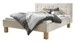 Hasena Noemi Polsterbett 180x200cm Fußhöhe: 25cm Wildbuche natur geölt/Pepe beige