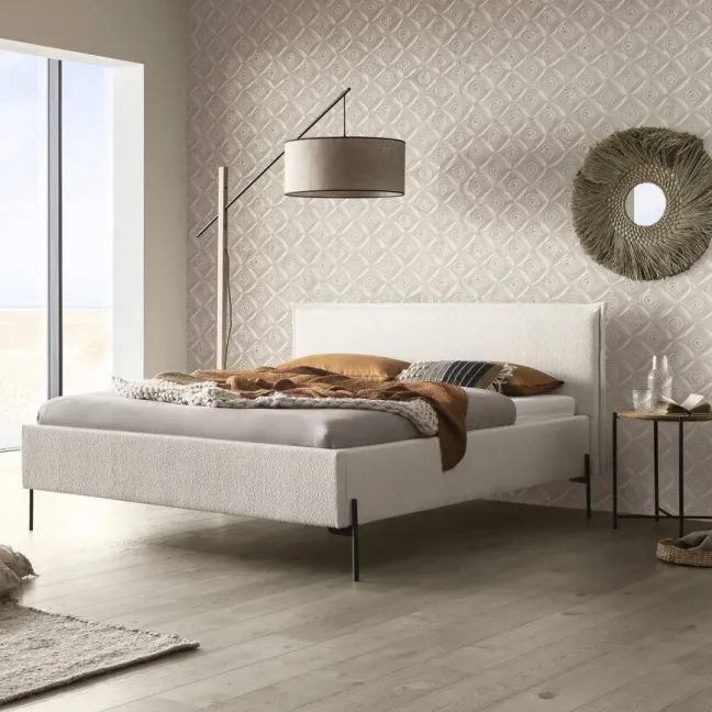 Hasena Nora Polsterbett 180x200cm Anthrazit/Boucle ivory