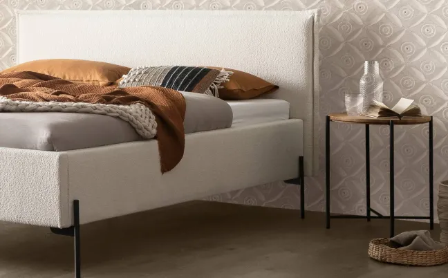 Hasena Nora Polsterbett 180x200cm Anthrazit/Boucle ivory