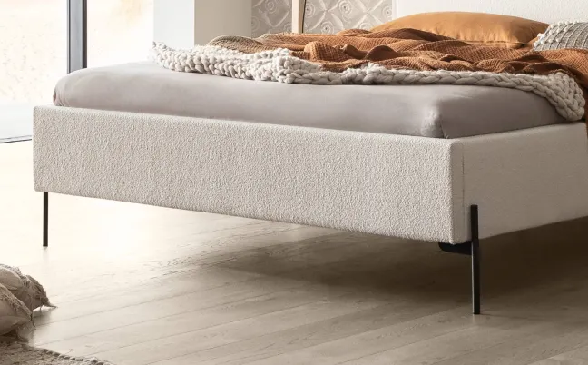 Hasena Nora Polsterbett 180x200cm Anthrazit/Boucle ivory