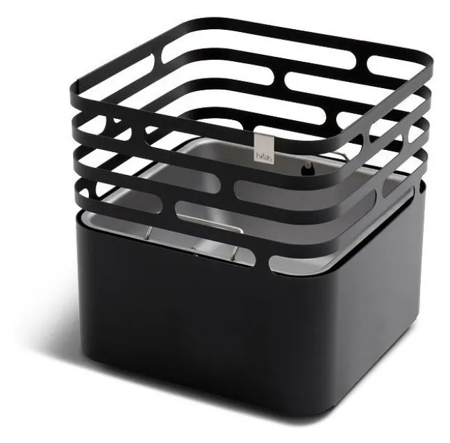 Höfats CUBE Feuerkorb schwarz inkl. CUBE Auflagebrett Bambus