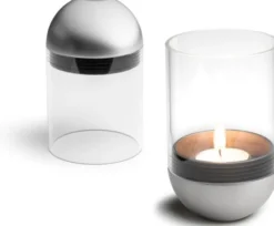 Höfats GRAVITY CANDLE Windlicht silber