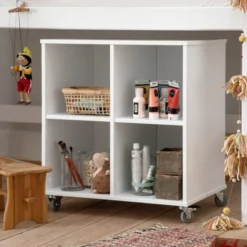Hoppekids Bücherregal klein auf Rollen weiß