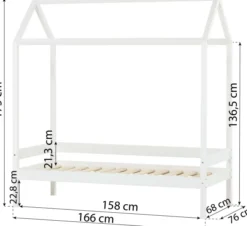 Hoppekids ECO Comfort Haus Bett 70x160cm weiß