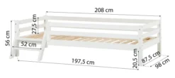 Hoppekids ECO Dream Bett 90x200cm mit 3/4 Absturzsicherung und Leiter weiß