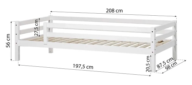 Hoppekids ECO Dream Bett 90x200cm mit 3/4 Absturzsicherung weiß