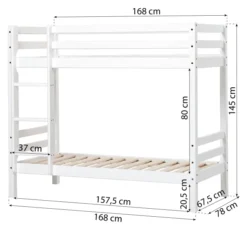 Hoppekids ECO Dream Etagenbett Junior 70x160cm nicht teilbar weiß