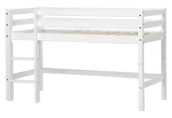 Hoppekids ECO Dream Halbhochbett Junior 70x160cm mit gerader Leiter weiß