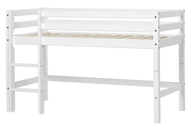 Hoppekids ECO Dream Halbhochbett Junior 70x160cm mit gerader Leiter weiß
