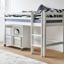 Hoppekids ECO Dream Halbhochbett Junior 70x160cm mit gerader Leiter weiß