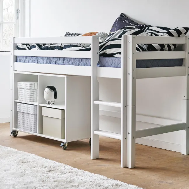Hoppekids ECO Dream Halbhochbett Junior 70x160cm mit gerader Leiter weiß