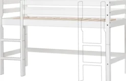 Hoppekids ECO Dream Halbhochbett Junior 70x160cm mit gerader Leiter weiß