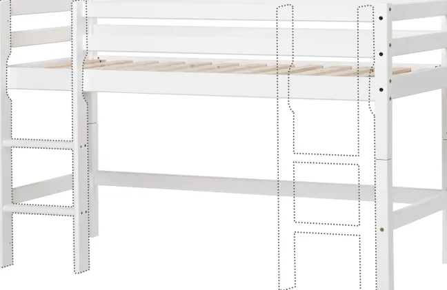 Hoppekids ECO Dream Halbhochbett Junior 70x160cm mit gerader Leiter weiß