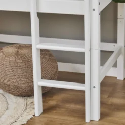 Hoppekids ECO Dream Halbhochbett Junior 70x160cm mit Rutsche und gerader Leiter teilbar weiß
