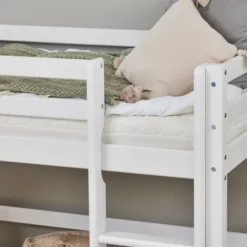 Hoppekids ECO Dream Halbhochbett Junior 70x160cm mit Rutsche und gerader Leiter teilbar weiß