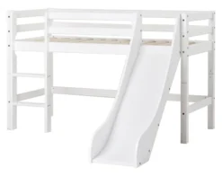 Hoppekids ECO Dream Halbhochbett Junior 70x160cm mit Rutsche und gerader Leiter teilbar weiß