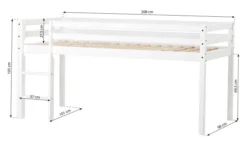 Hoppekids ECO Dream Halbhochbett 90x200cm mit gerader Leiter nicht teilbar weiß
