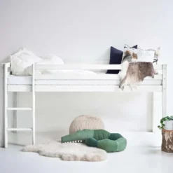 Hoppekids ECO Dream Halbhochbett 90x200cm mit gerader Leiter nicht teilbar weiß