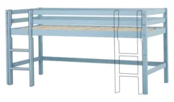 Hoppekids ECO Dream Halbhochbett 90x200cm mit gerader Leiter teilbar hellblau