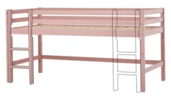Hoppekids ECO Dream Halbhochbett 90x200cm mit gerader Leiter teilbar rosa