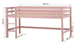 Hoppekids ECO Dream Halbhochbett 90x200cm mit gerader Leiter teilbar rosa