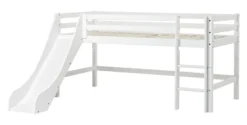 Hoppekids ECO Dream Halbhochbett 90x200cm mit Rutsche und gerader Leiter weiß