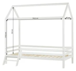 Hoppekids ECO Dream Hausbett 90x200cm mit 3/4 Absturzs. und kleiner Leiter weiß
