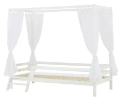 Hoppekids ECO Dream Himmelbett 90x200cm mit 3/4 Absturzs. und kleiner Leiter weiß