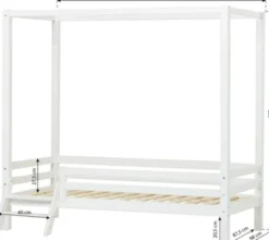 Hoppekids ECO Dream Himmelbett 90x200cm mit 3/4 Absturzs. und kleiner Leiter weiß