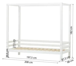 Hoppekids ECO Dream Himmelbett 90x200cm mit hinterer Absturzs. weiß
